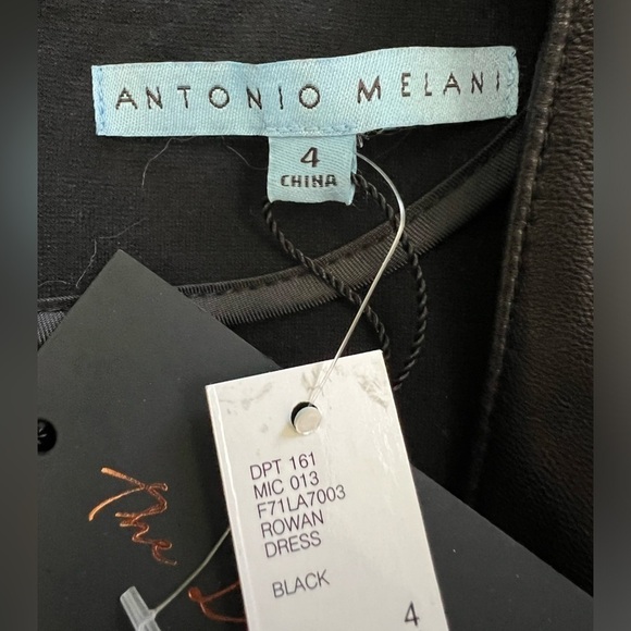 NWT - Antonio Melani Black Rowan Leather Dress - Size 4 - Picture 9 of 11